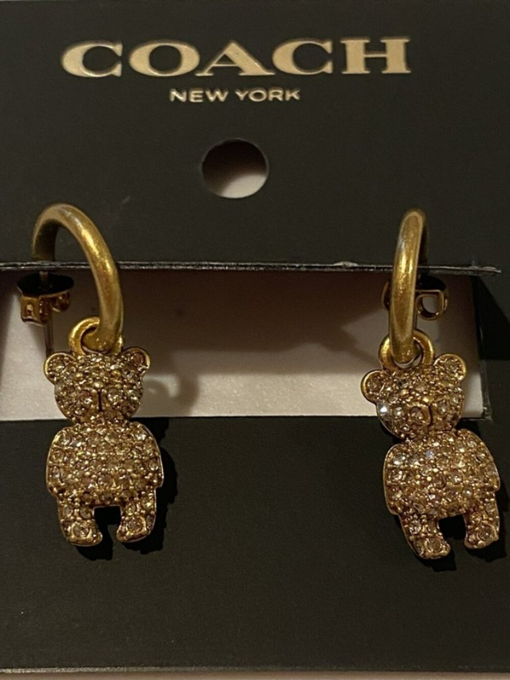 Coach teddy bear huggie earrings